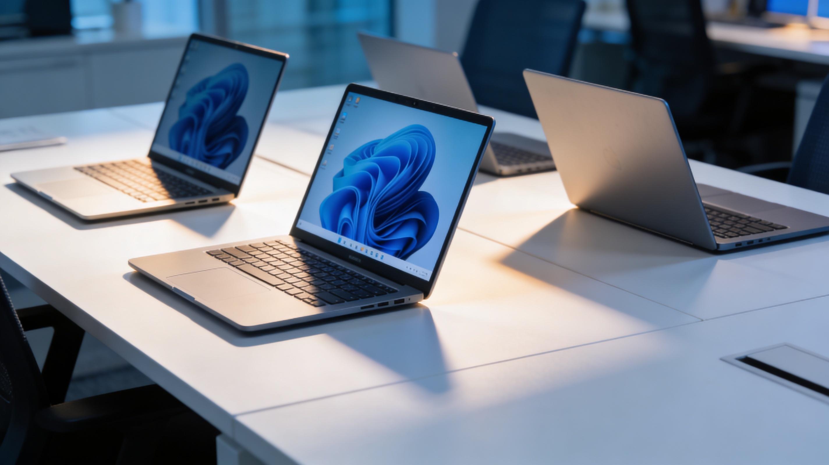 Business laptops on a desk