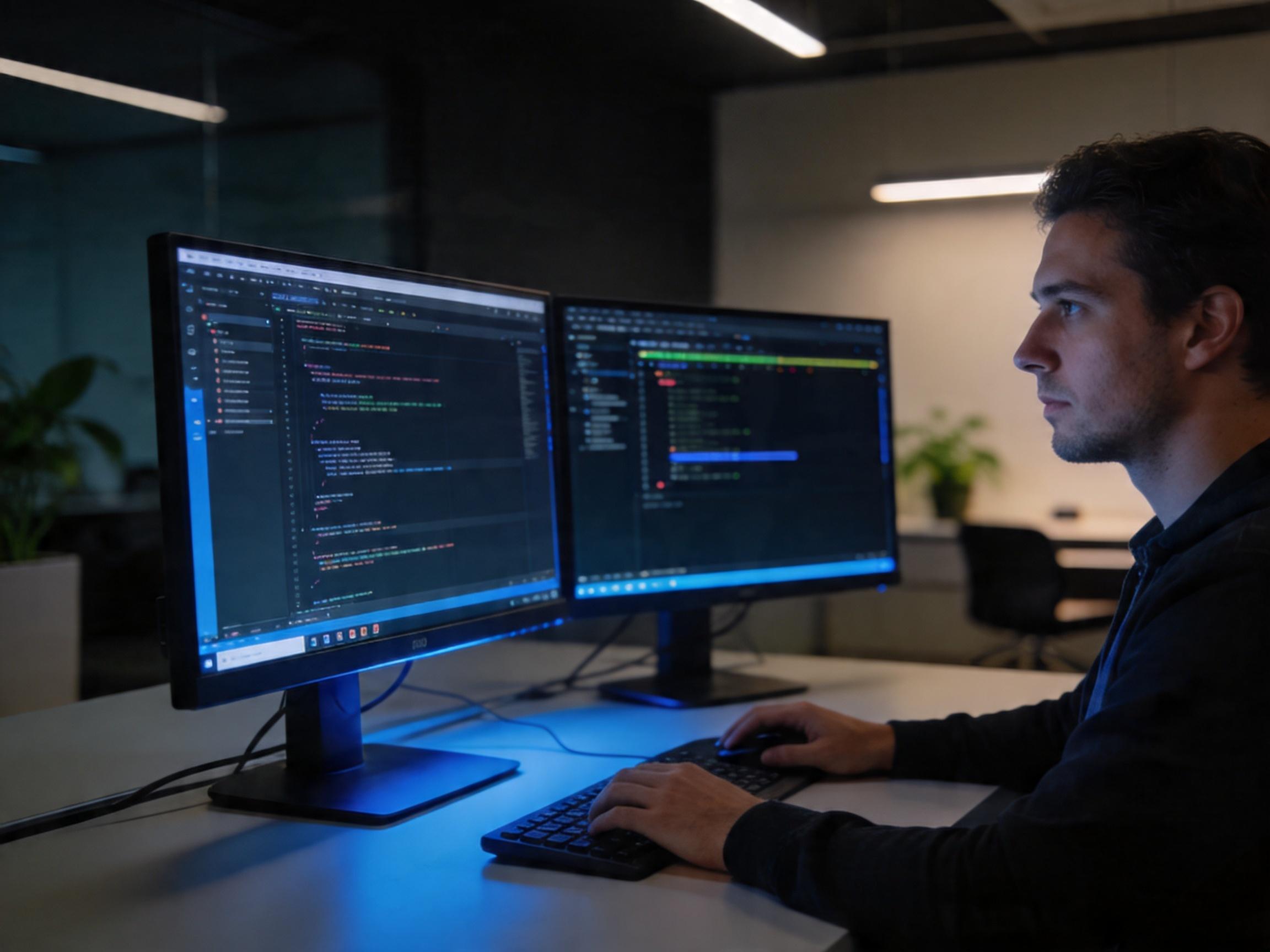 Software developer at modern workstation