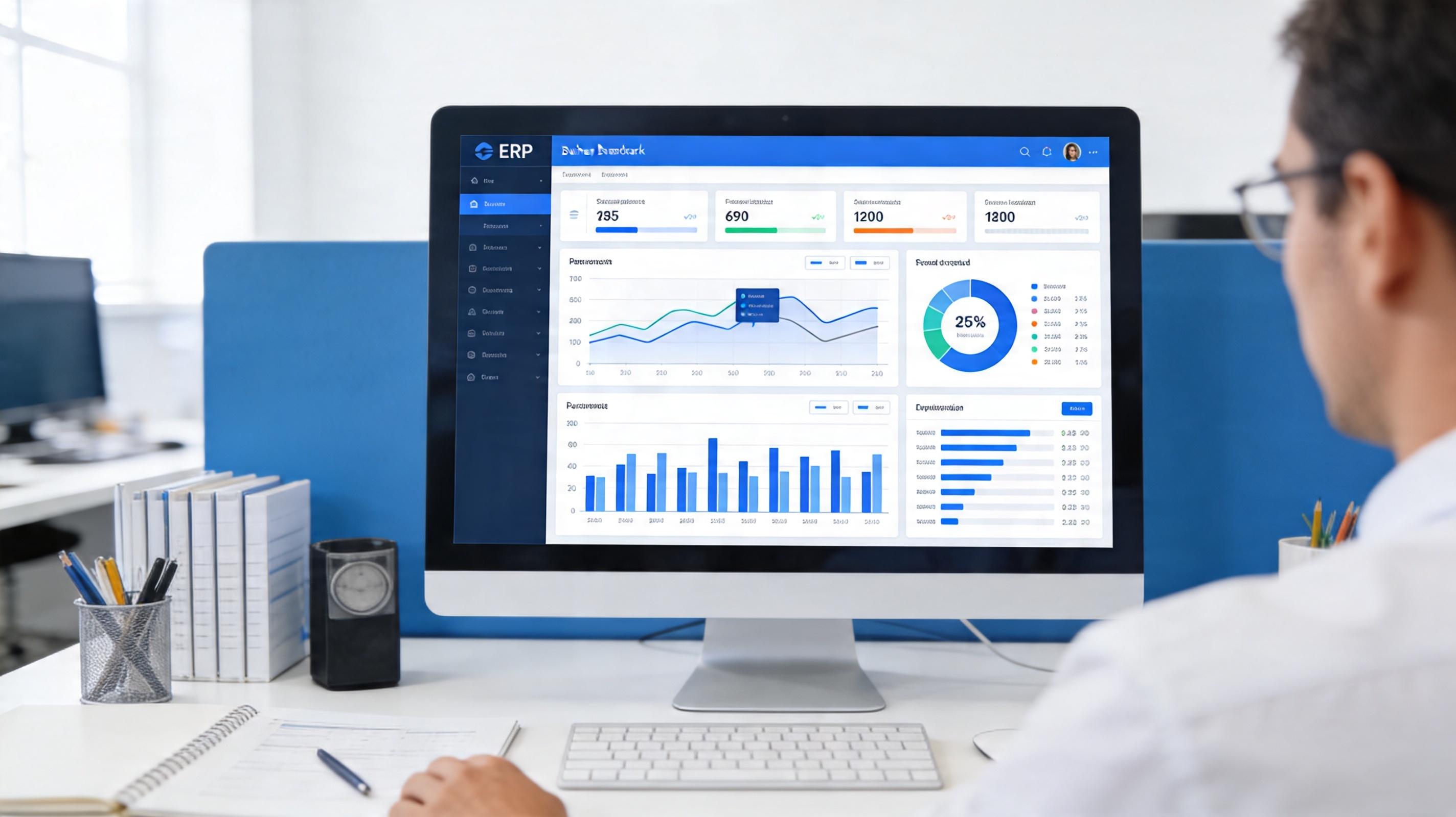 ERP dashboard with business analytics